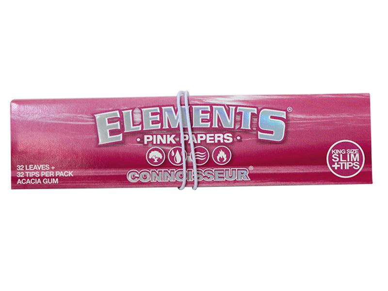 Elements Paper Connoisseur Pink King Size Slim + Tips – 1 Heft