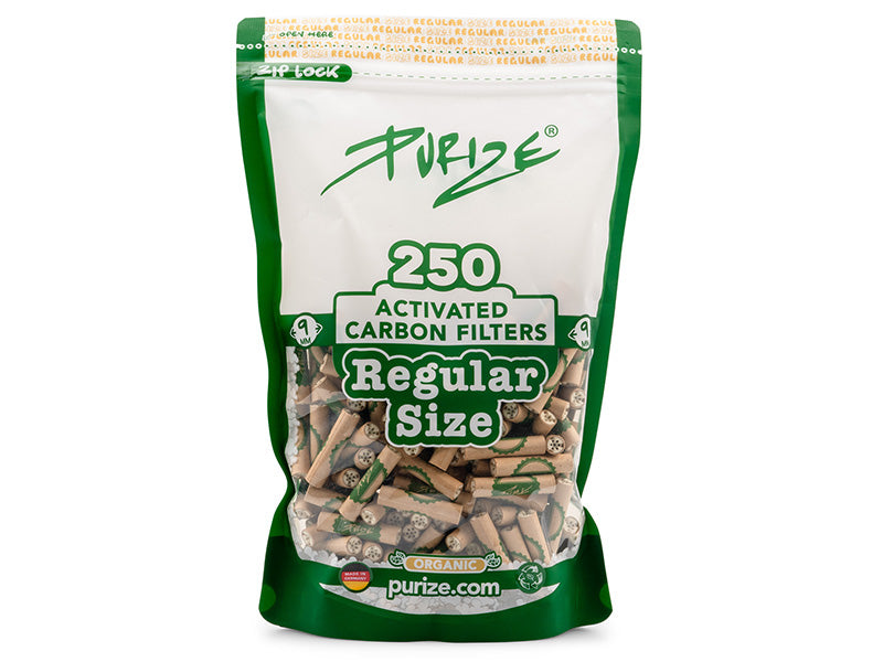 PURIZE, Regular Size 9mm - Organic, 250 Filters, Aktivkohlefilter