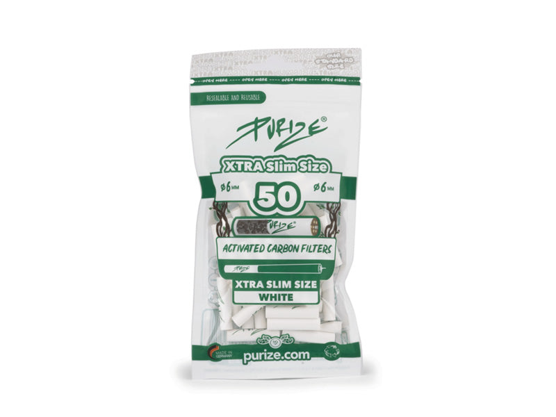 PURIZE White, 50er Pack., Xtra Slim Size Ø 5,9mm, Aktivkohlefilter