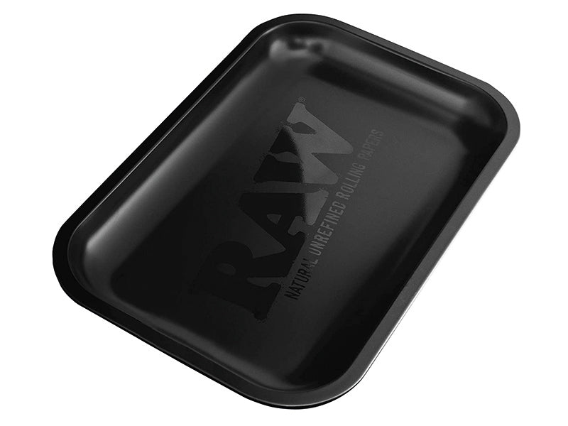 RAW Rolling Tray Drehunterlage Metall - "Murdered", Black Matte; klein 27,5 x 17,5 cm